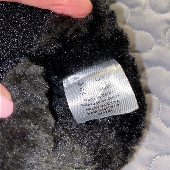 H&M Baby Faux Fur Warm Lined Leather Black Boots - Picture 9 of 10